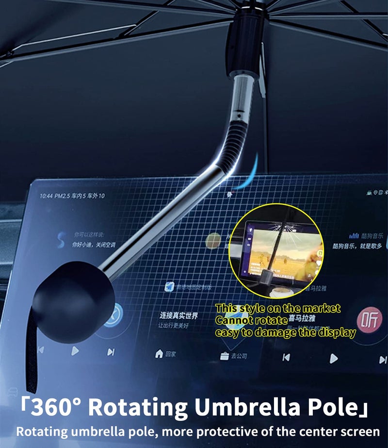 Sawuaa Custom-Fit for Cadillac Windshield Sun Shade Umbrella, 360Rotation Bendable Car Umbrella Sunshade Cover UV Block Car Front Window, Designed for Cadillac Accessories (for Cadillac XT4) - Image 3